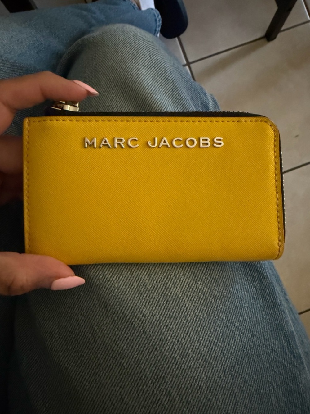 Marc Jacobs Yellow Saffiano Leather Zip Card Wallet